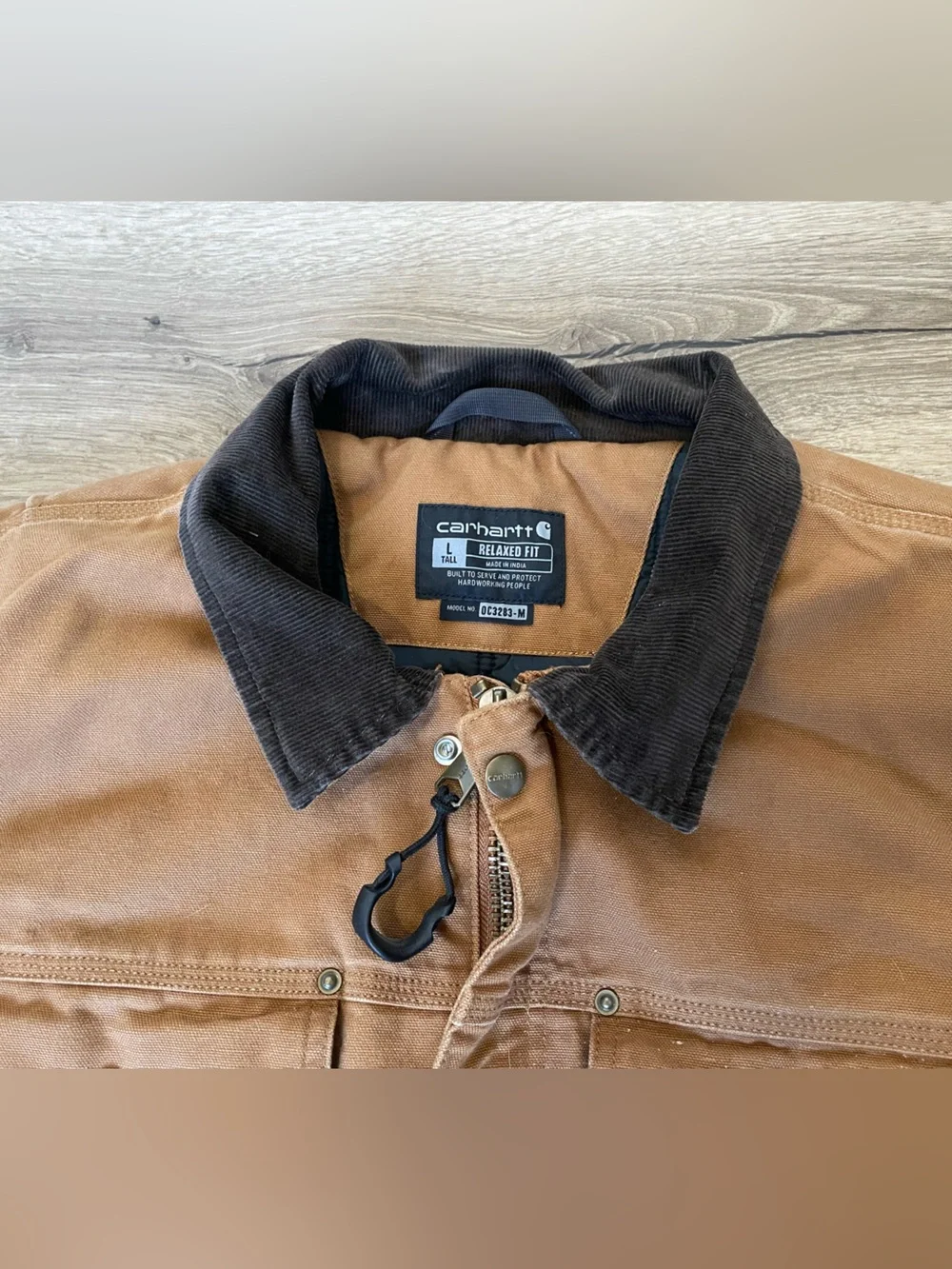 Carhartt Relaxed Fit Duck Utility Jacket Men’s Large Tall Brown Corduroy Collar